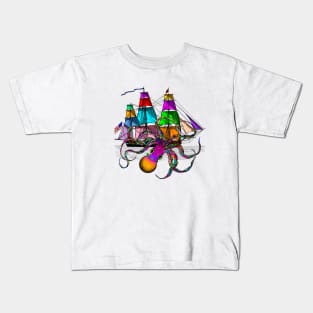 Kraken Attackin’ in Color 2 Kids T-Shirt